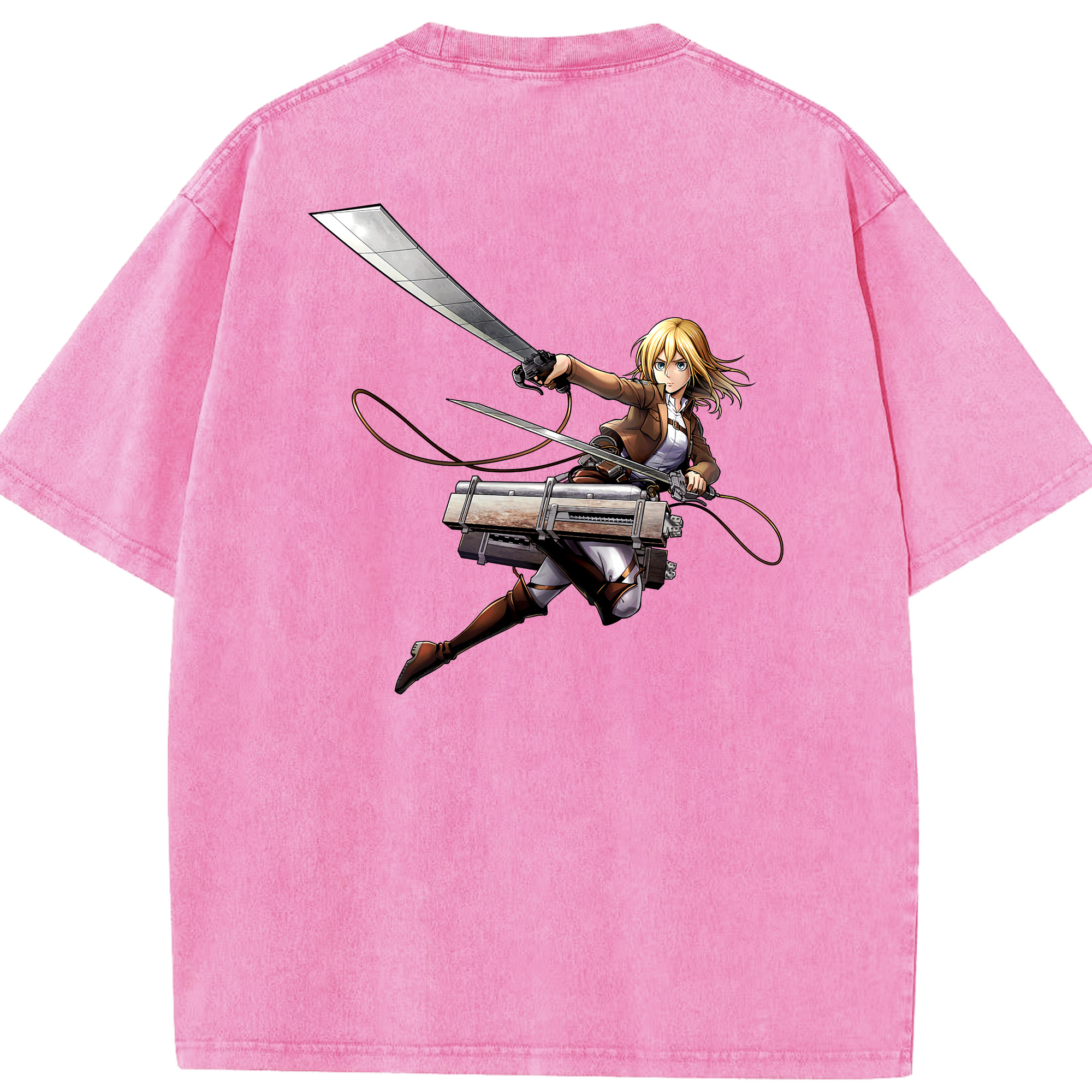 （画像用） 進撃の巨人 クリスタ·レンズ Attack on Titan Christa Lenz 綿100% ヴィンテージ風 半袖Tシャツ（背面プリント）